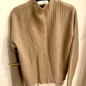 Marled mock neck light brown 100% cashmere sweater